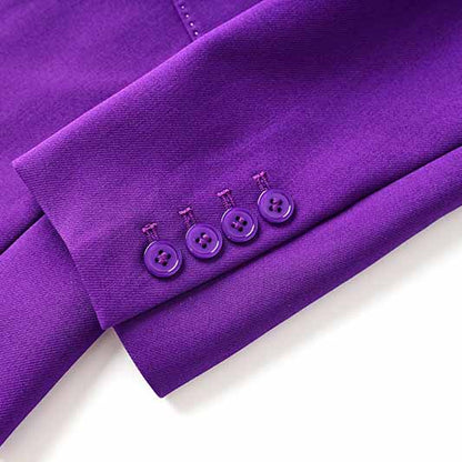 Women Purple Pantsuit Fitted Blazer + Mid-High Rise Trousers Pantsuit Suit Party Wear