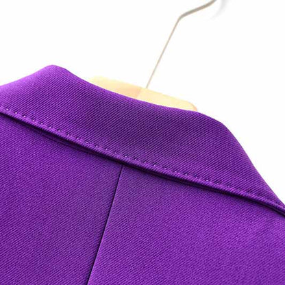 Women Purple Pantsuit Fitted Blazer + Mid-High Rise Trousers Pantsuit Suit Party Wear