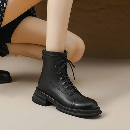 Women's lace up martin boots low heel bootie