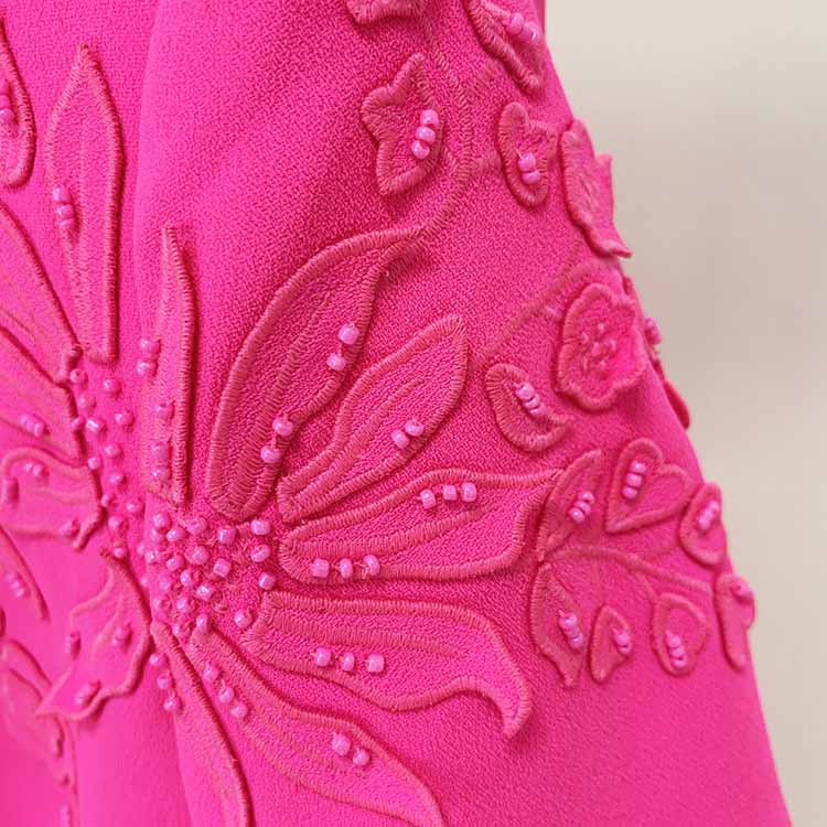 Women Hand Made 3D Flowers Mini Dress Hot Pink Wedding Dress