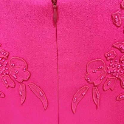 Women Hand Made 3D Flowers Mini Dress Hot Pink Wedding Dress