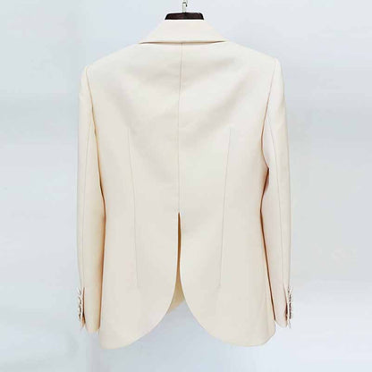 Women Invory Pantsuits One Button Flare Bottoms Two Pieces Pants Set