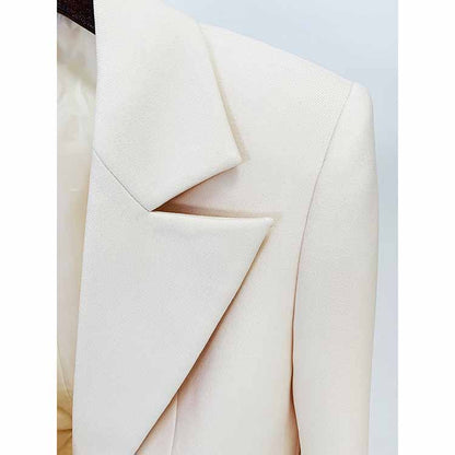 Women Invory Pantsuits One Button Flare Bottoms Two Pieces Pants Set