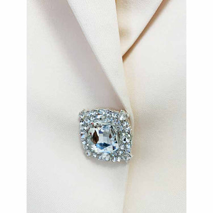 Women Invory Pantsuits One Button Flare Bottoms Two Pieces Pants Set