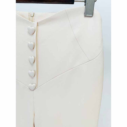 Women Invory Pantsuits One Button Flare Bottoms Two Pieces Pants Set