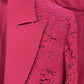 Women Hot Pink Light Pink Pantsuit Lace High Waist Fitted Blazer + Flare Trousers Pants Suit / Wedding Suit