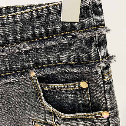 High-Waisted Faded Denim Tank Top + Shorts Suit