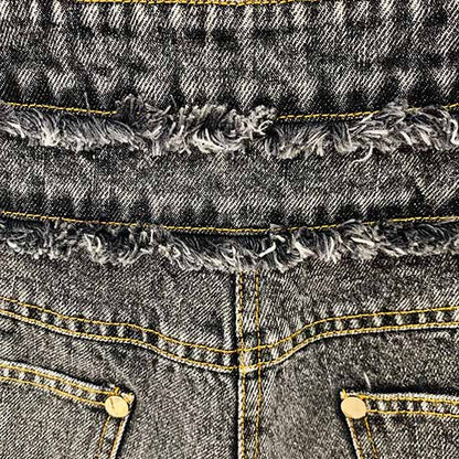 High-Waisted Faded Denim Tank Top + Shorts Suit