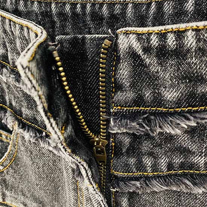 High-Waisted Faded Denim Tank Top + Shorts Suit