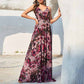 Womens Black and Pink Floral-Printed Maxi Dress