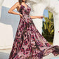 Womens Black and Pink Floral-Printed Maxi Dress