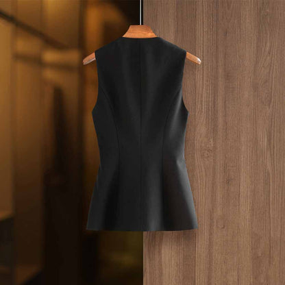 Womens cut-out sleeveless shirt black formal party top