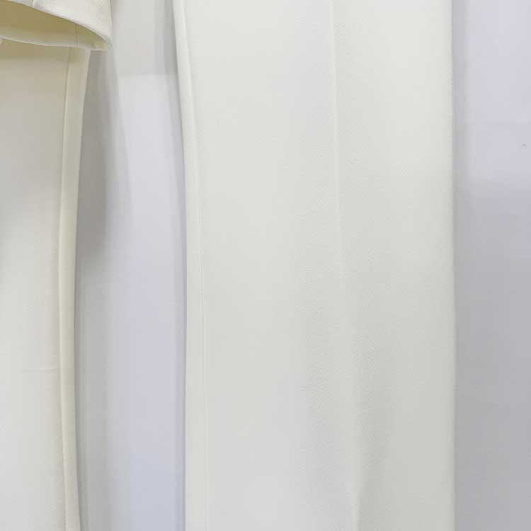 White Blazer Formal Set Black Bow Cut-Out Sleeves Flared Leg Pantsuit