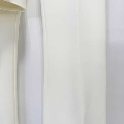 White Blazer Formal Set Black Bow Cut-Out Sleeves Flared Leg Pantsuit