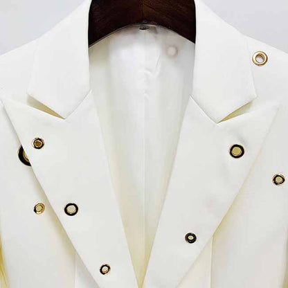 Women One Button Pantsuit Fitted Blazer + Flare Long Trousers Suit Pants Suit