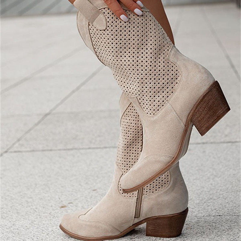 Women's Mid-calf Chunky Suede Boots