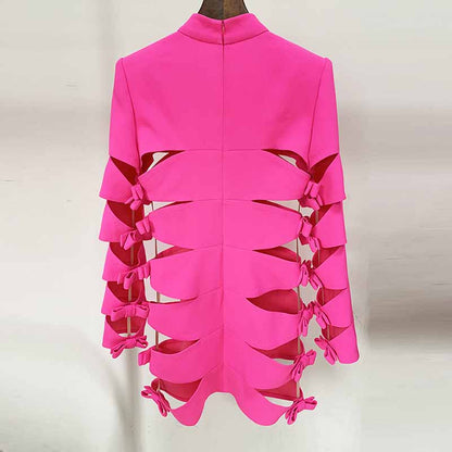 Women's Fuchsia Hollowed Minidress