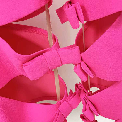 Women's Fuchsia Hollowed Minidress