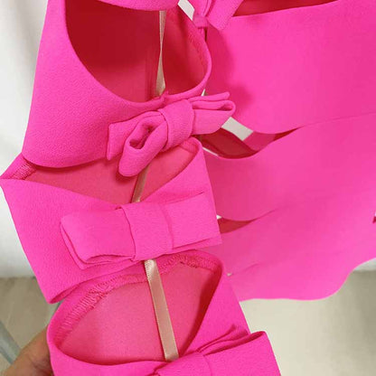 Women's Fuchsia Hollowed Minidress