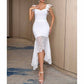Women's Ruched Neck Fishtail Bandage Bodycon Dress Wedding Guest Party Dress