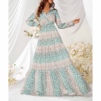 Womens Blue Leopard Floral-Printed Maxi Dress