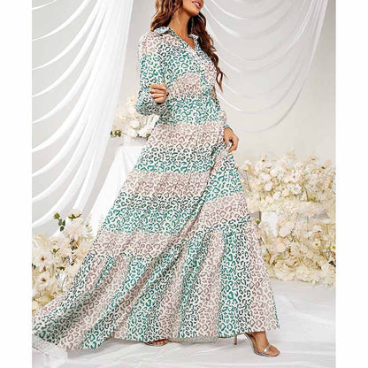 Womens Blue Leopard Floral-Printed Maxi Dress