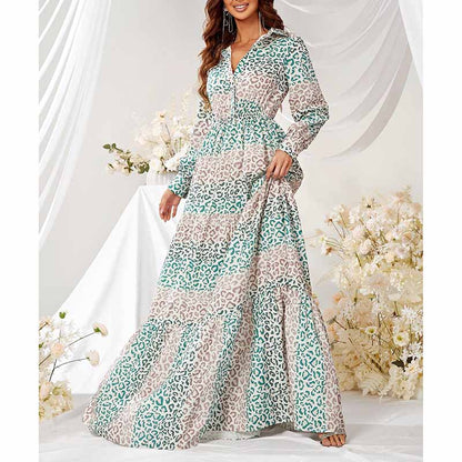 Womens Blue Leopard Floral-Printed Maxi Dress