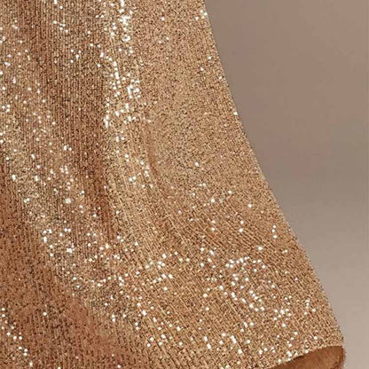 Womens V Neck Sequin Evening Formal Dress Long Sleeves Maxi Plus Size Prom Dress