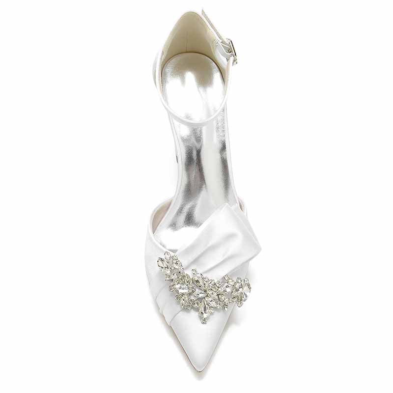 Women's Heels Wedding Shoes Dress Shoes Comfort Party Bridal Shoes Rhinestone Chunky Heel Pointed Toe Pump