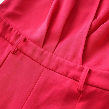 Women Fuchsia Halter Wide-Leg Jumpsuit