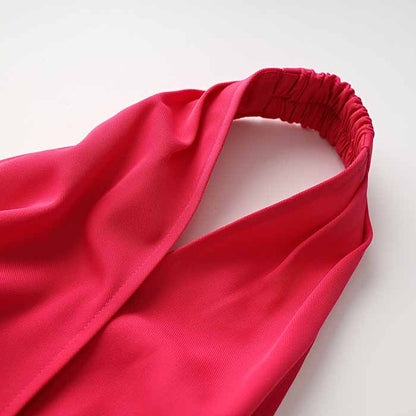 Women Fuchsia Halter Wide-Leg Jumpsuit