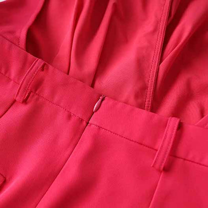 Women Fuchsia Halter Wide-Leg Jumpsuit