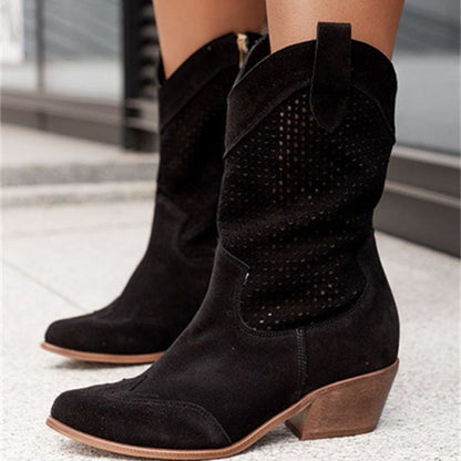 Women's Mid-calf Chunky Suede Boots