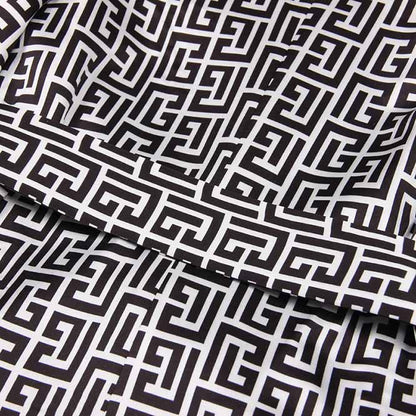 Women's Golden Buttons Abstract Pattern Fitted Pantsuit With Belt