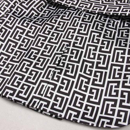 Women's Golden Buttons Abstract Pattern Fitted Pantsuit With Belt