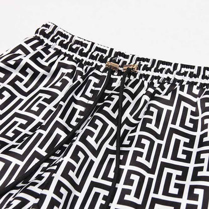 Women's Golden Buttons Abstract Pattern Fitted Pantsuit With Belt