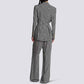Women's Golden Buttons Abstract Pattern Fitted Pantsuit With Belt