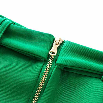 Women's Two Piece Green Tailored Skirt Suit Formal Skirt Suit