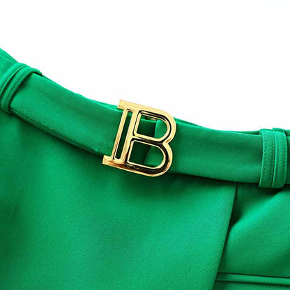 Women's Two Piece Green Tailored Skirt Suit Formal Skirt Suit
