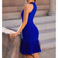 Halter Neck Sleeveless Ruched Backless Party Cocktail Mini Party Dresses