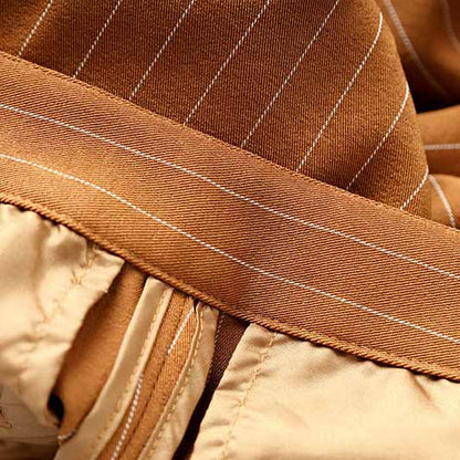 Women Caramel Pantsuit Fitted Blazer + Mid-High Rise Trousers Pantsuit Suit Formal Wear