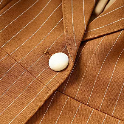 Women Caramel Pantsuit Fitted Blazer + Mid-High Rise Trousers Pantsuit Suit Formal Wear