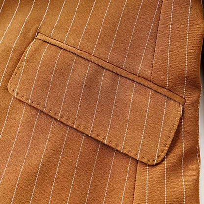 Women Caramel Pantsuit Fitted Blazer + Mid-High Rise Trousers Pantsuit Suit Formal Wear