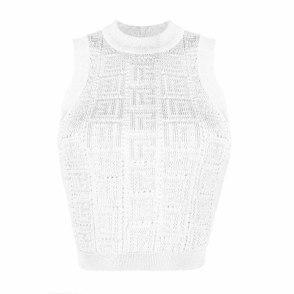 Women's Kniited Crop Top Sleeveless Cropped Sweater Vest