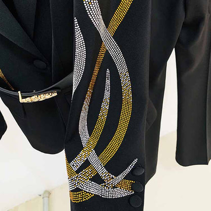 Women Formal Pantsuits With Belt hot drilling Flare Bottoms Two Pieces Pants Set