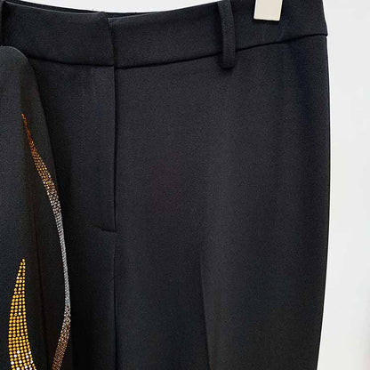 Women Formal Pantsuits With Belt hot drilling Flare Bottoms Two Pieces Pants Set