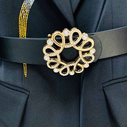 Women Formal Pantsuits With Belt hot drilling Flare Bottoms Two Pieces Pants Set