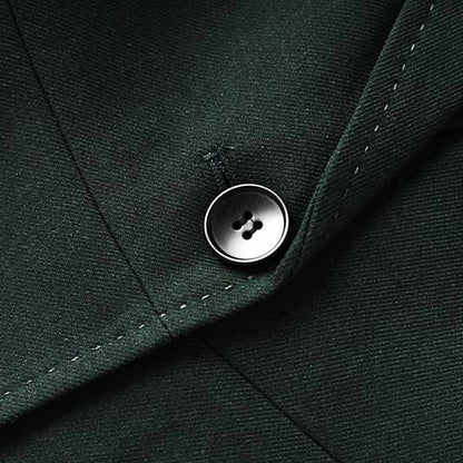 One Button Dark Green Pantsuit Fitted Blazer + Mid-High Rise Trousers Pantsuit Suit Formal Wear