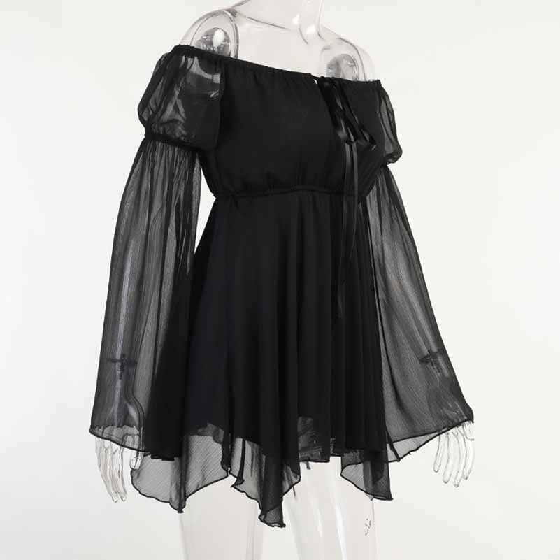 Renaissance Dress Off-Shoulder Dress Long-Sleeved Ruffled Party Mini Dress