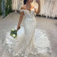 Off Shoulder Lace Mermaid Wedding Dresses Bridal Ball Gown with Train